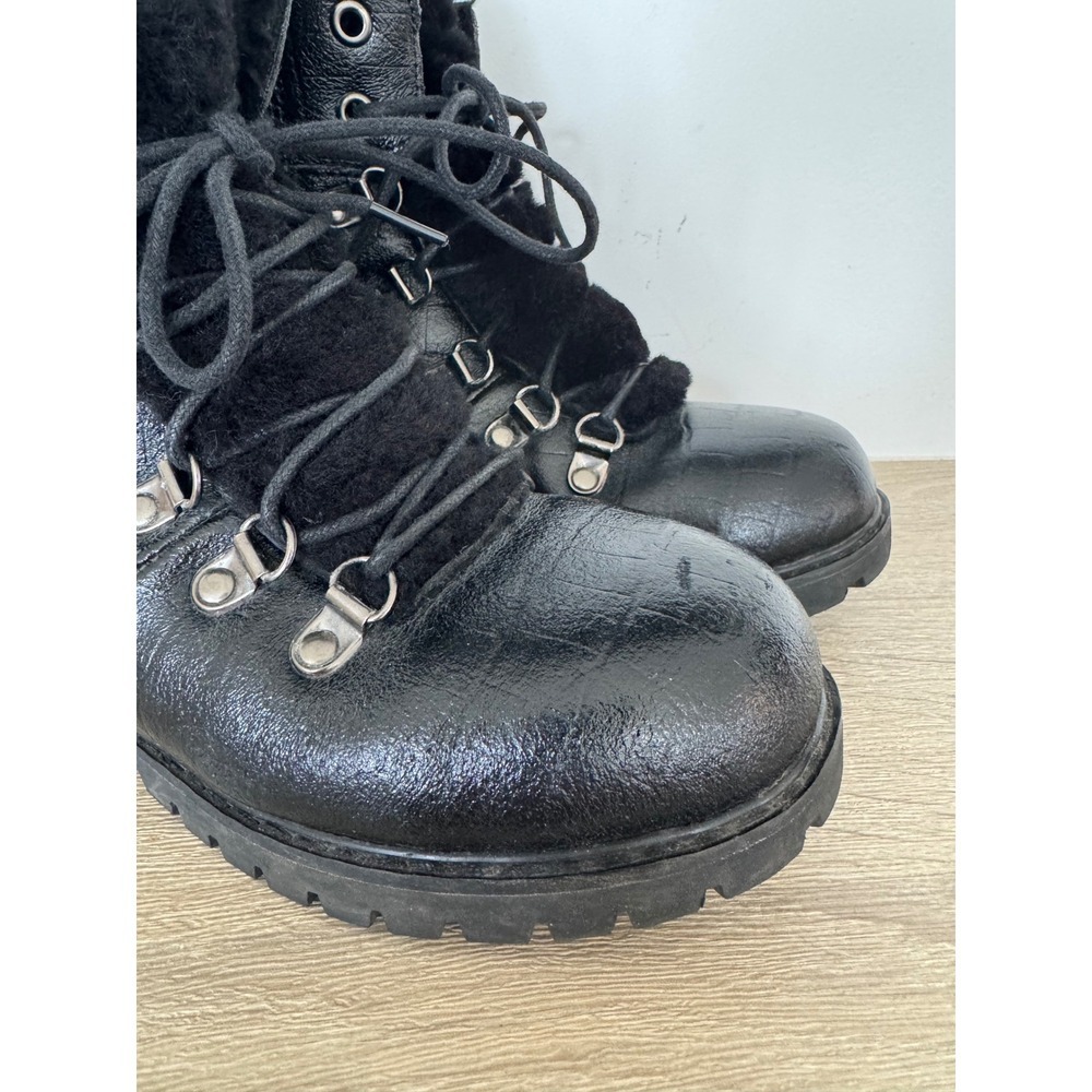Artica Aisha Black Leather Winter Boots Fur Trim Ice Cleats Womens 37 US 6-6.5 - Picture 5 of 13